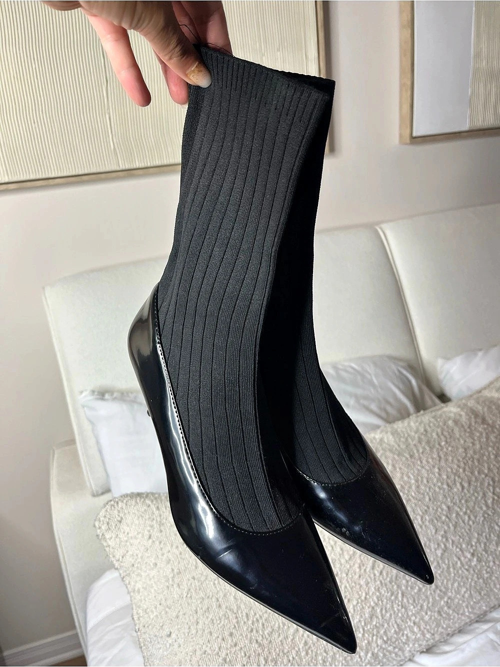 Zara Black Pointed-Toe Heeled Boots Like New size 39